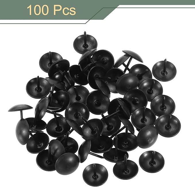 uxcell 100 Pcs Upholstery Tacks, 12 x 13mm Round Head Upholstery Nails Pins Vintage Decorative Furniture Tacks for Chairs Sofas Beds DIY Project, Black-DeskLoop Office