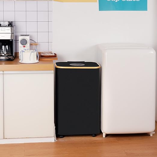 Recycling Bin for Kitchen, Indoor Home Recycle Bins with Wheel, 29 Gallons Large Recycling bin with 2 Removeable Reusable Inner Bags, for Bottles Cans Glass Plastice Cartons(Black)-DeskLoop Office