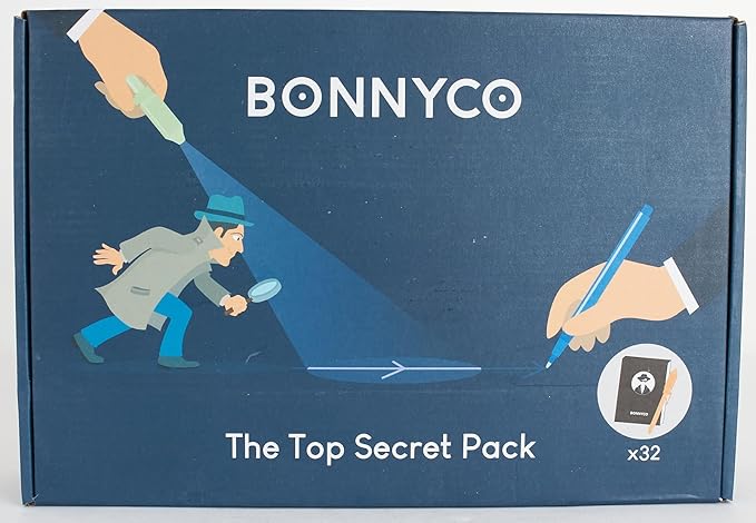 BONNYCO Invisible Ink Pen and Notebook, Pack of 32 Party Favors for Kids Birthday | Spy Pen Party Supplies, Pinata Stuffers, Prizes for Kids | Magic Pen Birthday Party Favors, Prizes for Students-DeskLoop Office
