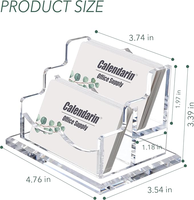 Acrylic Business Card Holder for Desk, Clear Business Name Card Display Card Organizer, Morden Desk Accessory Supply for Office, Horizontal, 2-Slot-DeskLoop Office