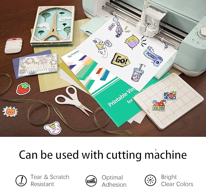 Gwybkq Sticker Paper Printable Vinyl for Inkjet Printer, 50 Sheets Glossy White Waterproof Labels-DeskLoop Office