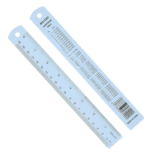 PATIKIL 20cm/8" Metal Ruler, 2 Pack Aluminum Alloy Rulers with Centimeters, Millimeters, Inches and Conversion Table Straight Edge Ruler for Writing Machinist Drafting, Blue-DeskLoop Office