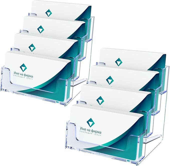 Acrylic Business Card Holder for Desk, Clear Plastic Business Card Stand with 4 Tier, Multiple Business Display Holder for Exhibition, Office and Hotel, 2 Pack-DeskLoop Office