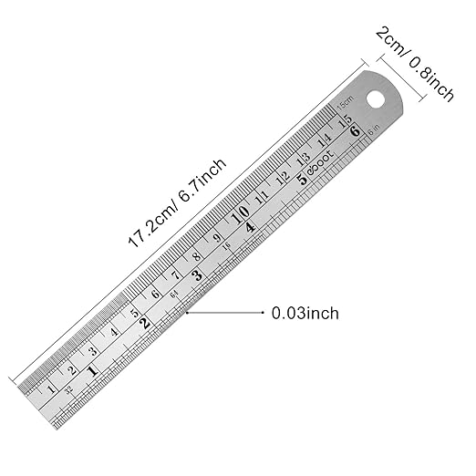 Stainless 2 Pack Steel Ruler 6 Inch Metal Rule Kit with Conversion TableC-DeskLoop Office