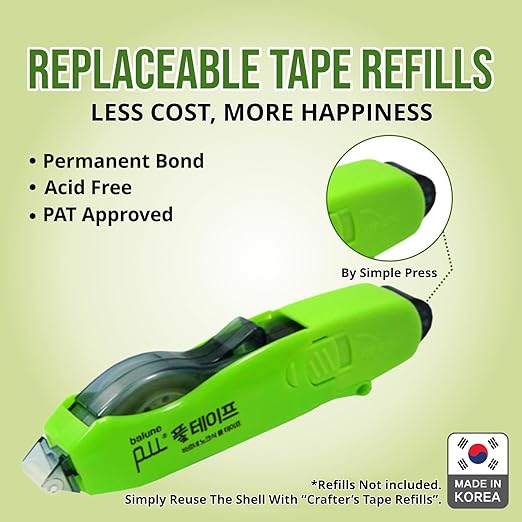 Tape Runner - Double Sided Adhesive with Dispenser Roller Included - Acid Free, Sticky, Transparent - Ideal for Scrapbooking, Crafts & More - Retractable (315 inches per Cartridge), 5 Cartridges-DeskLoop Office