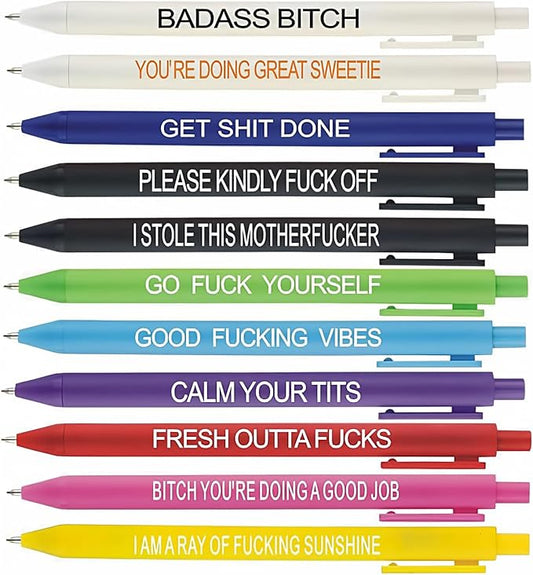 11Pcs Funny Adult Ballpoint Pen Set, Premium Days of The Week Swear Cuss Word Pens for Office Gifts, Novelty Pens for Corworkers-DeskLoop Office