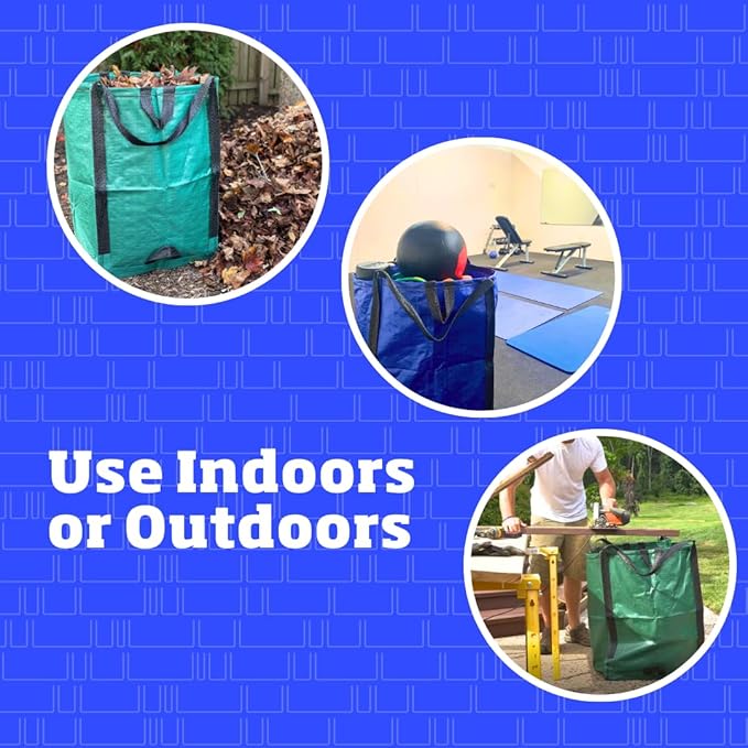 DURASACK Heavy Duty Home and Yard Bags 48-Gallon Reusable Self-Standing Lawn and Leaf Bags Garbage Can with Reinforced Handles, Gingham Green-DeskLoop Office