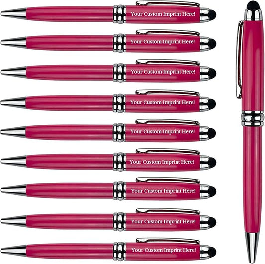 Ancolo Custom Luxury Office BallPens with Stylus Tip Medium Point - Nice writing Pens - Engraved with Your Name Slogan, Perfect for Men and Women Girls boys 10 Pens/Box-DeskLoop Office