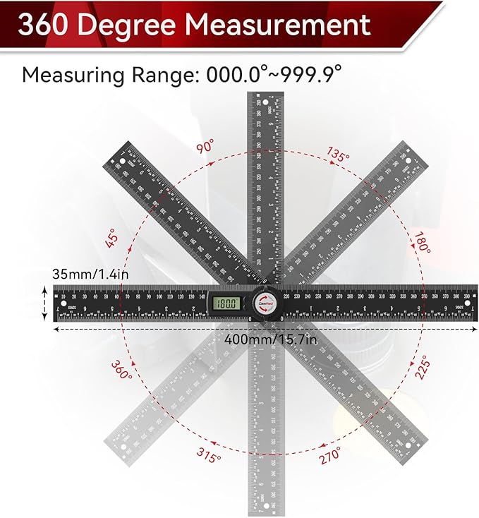 GemRed 82305 Aluminum Digital Angle Finder Protractor-DeskLoop Office