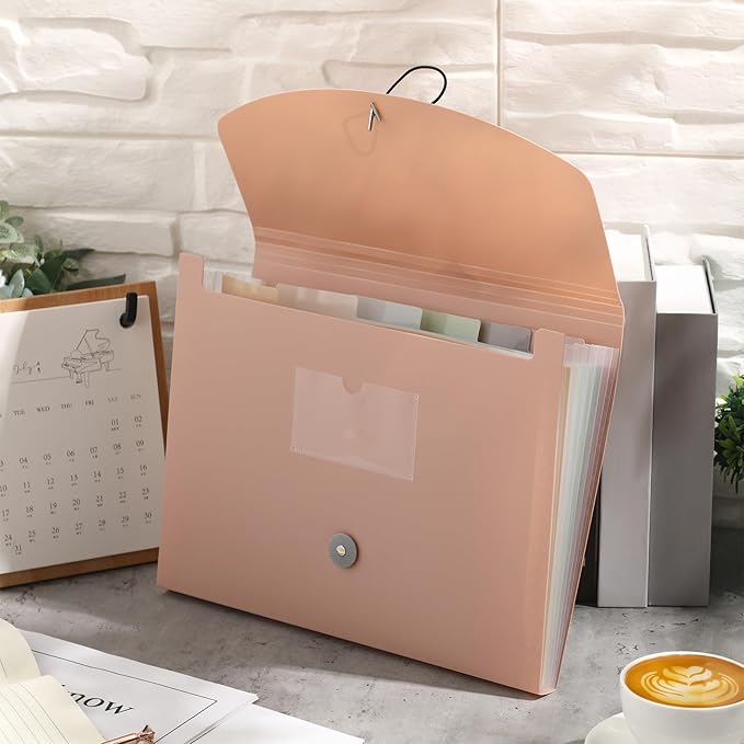 Harloon 4 Pack Expanding File Folder 7 Pocket, Expanding File Organizer with Labels, A4 Letter Size Folders with Pocket for Documents Office Travel Portable(Classic Color)-DeskLoop Office