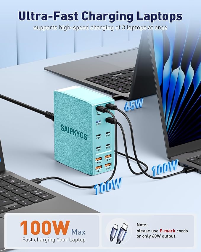 Charging Station (600W),12-Port USB C Charger Block with Dual 100W PD USB-C Fast Charging Station Hub for MacBook Pro/Air/All iPad iPhone 17/16 15/14/13/Pro Max/Samsung Galaxy Note(Green)-DeskLoop Office