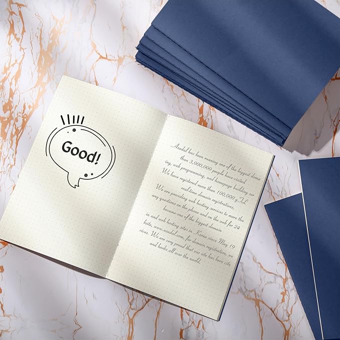 100 Pcs Kraft Notebook Journals 5.5 Inch x 8.3 Inch A5 Softcover Notebooks Bulk for Writing Sketch Office Notepad with 60 Pages 30 Sheets (Navy,Dot)-DeskLoop Office
