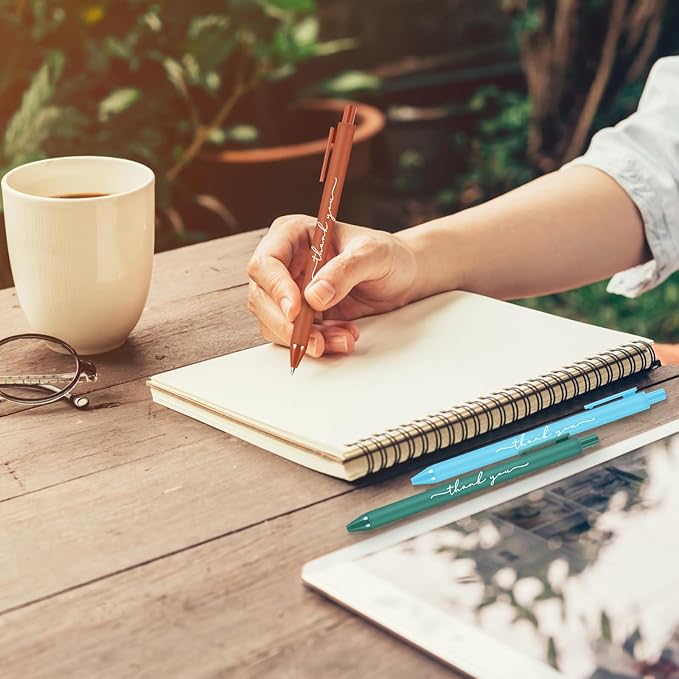 100pcs Thank You Pens Bulk Cute Multicolor Ballpoint Pen for Men Women Server Accessories Employee Holiday Appreciation Gifts for Teacher Office Back to School Party Favor (Morandi)-DeskLoop Office