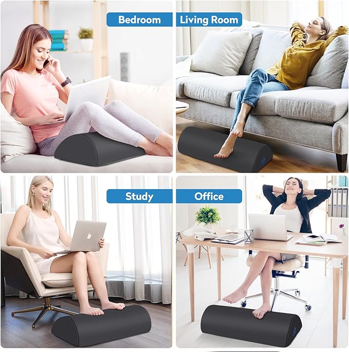 StepLively Foot Rest Ergonomic Pillow for Under Desk at Work, Anti-Fatigue Footrest Support Pillow for Fatigue & Pain Relief, Comfortable for Office Chair, Car Seat & Gaming Chair - Grey, Large-DeskLoop Office