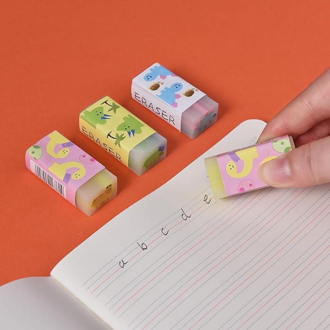 18 Pack Colorful Dinosaur Jelly Erasers for Kids, Kawaii School Supplies Prize Gifts Party Favors-DeskLoop Office