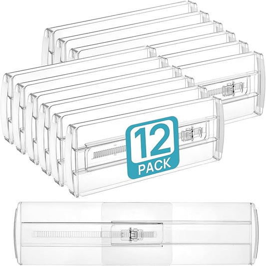 Vtopmart 12 Pack Drawer Dividers for Clothes, 4" High 10.2"-16.6" Adjustable Expandable Dresser Drawer Organizer, Clear Plastic Separators for Dresser, Baby Clothing, Underwear, Cosmetic, Toiletries-DeskLoop Office