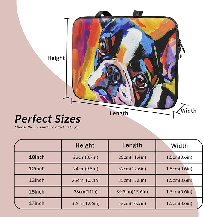 Laptop Sleeve Case Bag 15 inch, Watercolor Dog Slim Carrying Case Durable Handbag Travel Laptop Bag for 15 inch MacBook Air M3/M2/15 Pro/Surface Laptop 7/6/5/4/3/ Dell XPS 15 Plus