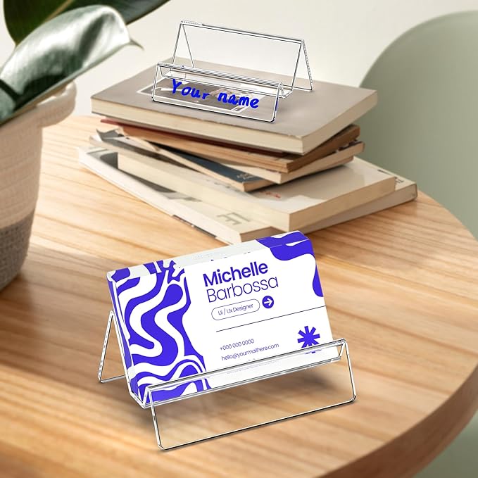 Acrylic Business Card Holder for Desk & Counter, Business Card Holder Display, Clear Business Card Stand, Business Cards Holder Stand, Desktop Plastic Name Card Organizer, 6 Pack-DeskLoop Office