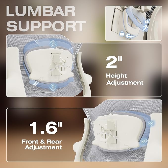 ELABEST X100 Ergonomic Office Chair with Footrest, Big and Tall Home Desk Chair with 5D Flip-Up Arms, Adjustable 7D Lumbar Support,High Back Rolling Computer Chair, Swivel Mesh Chairs (Foggy Morning)-DeskLoop Office