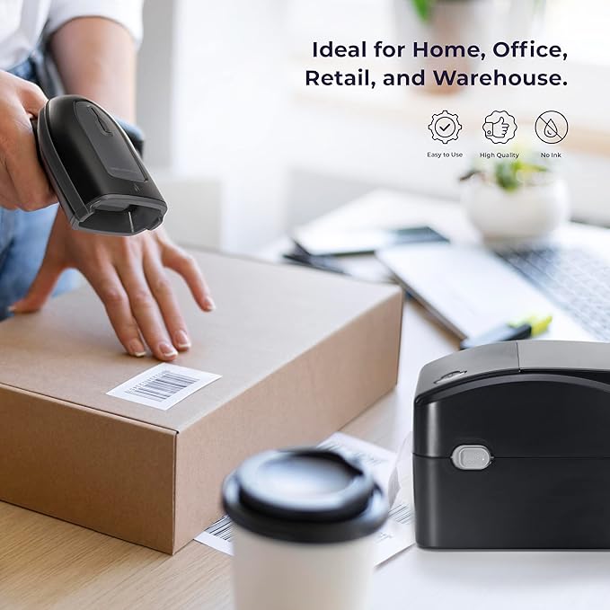 Volcora Thermal Label Printer with Ethernet/USB - Desktop 4x6 Shipping Label Printer, Compatible with Windows, Linux, Mac - Ideal for Small Business, Inkless Printer for Shipping Packages (Black)-DeskLoop Office