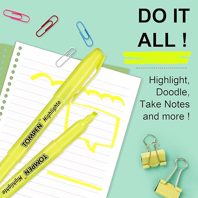 Highlighters Yellow 48 Pack – Bulk Chisel Tip High lighter Marker Set for School, Office, Bible Study, Journaling – Smear-Free, Quick Dry Ink – Fluorescent Pens for Teachers & Students-DeskLoop Office