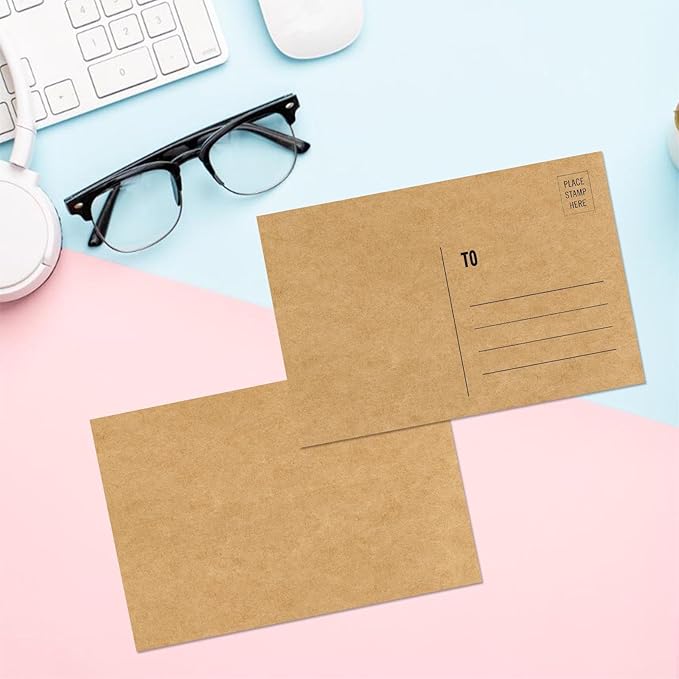 4x6 Blank Kraft Cardstock (Set of 100) - Card Stock for Printer Postcards, Photo Paper Invitations, Greeting, Note, Thank You, Index Cards - Plain for Writing, DIY Making, Stamping, Printing, Art-DeskLoop Office