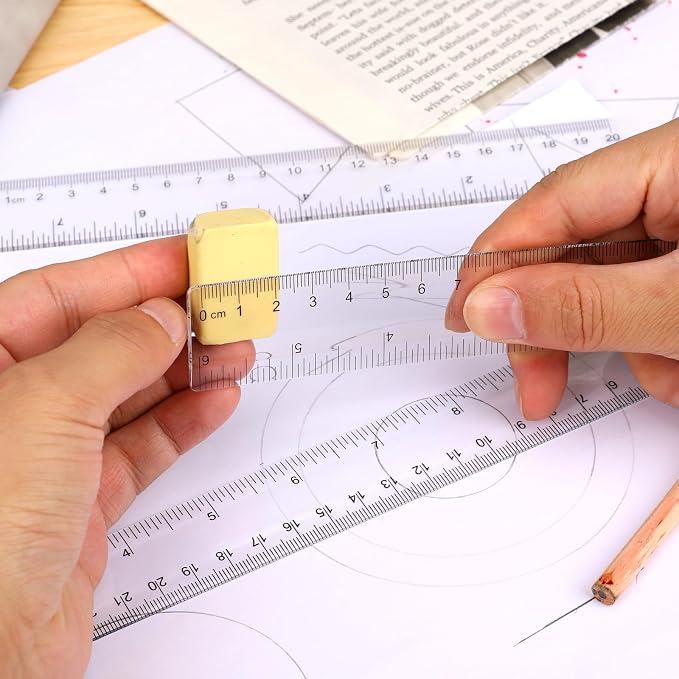 3 Pack 6 Inch 8 Inch 12 Inch Ruler Set Plastic Straight Ruler Transparent - Image 6