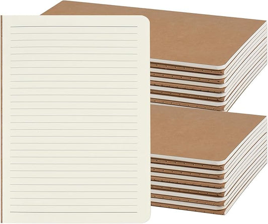 ZCZN 24 Pack A5 Kraft Notebooks Bulk, 8.15x5.5 Inches Lined Paper Journaling Notebooks, Notebooks for Work, Composition Notebooks for School, Journal Notebooks for Office, 60 Pages-DeskLoop Office
