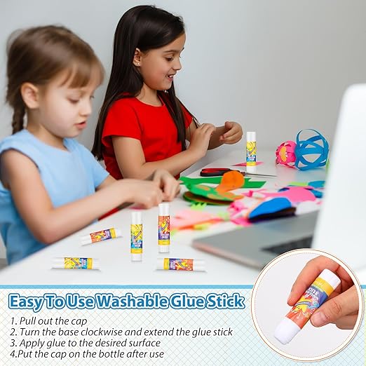 Zubebe 200 Pcs White Glue Stick Bulk Back to School Gifts First Day Sets 0.32 oz Washable Glue Stick for Crafts Home Classroom Prize Party Supplies Scrapbooking Crafting Supplies (Star)-DeskLoop Office