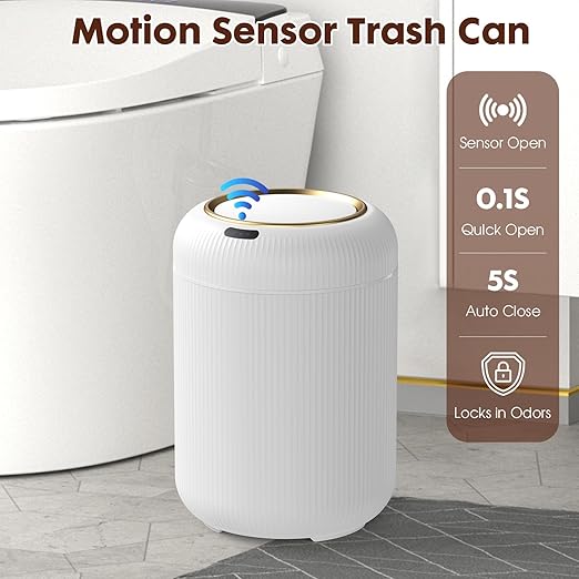 Procade Motion Sensor Trash Can with Lid, 3 Gallon Electric Bathroom Garbage can, Small White Wastebasket Touchless Trash Bin,Automatic Mini Trashcan for Bedroom,Toilet, Office, rv, Living Room-DeskLoop Office