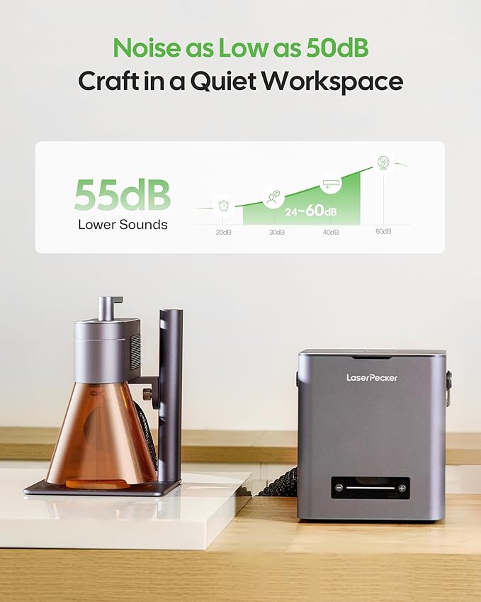 LaserPecker LP4 (Ultimate) with Desktop Air Purifier, Dual-Laser Engraver Cutter 160x300mm Workspace, Auto-Cleaning Smoke Fumes Engrave Tumblers Metal Wood Plastic Glass with Slide & Rotary Extensions-DeskLoop Office