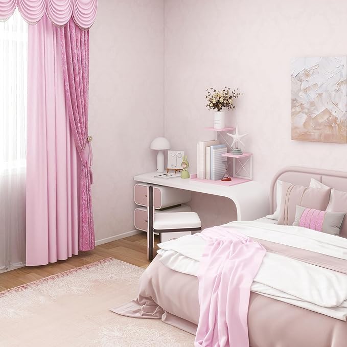 ELITEROO Desktop Shelf, Aesthetic Desk Organizer Table Top Mini Bookshelf, 3 Tier Wooden Desk Supplies Organizers and Storage Stand Cubicle Accessories for Women Office, Pink-DeskLoop Office