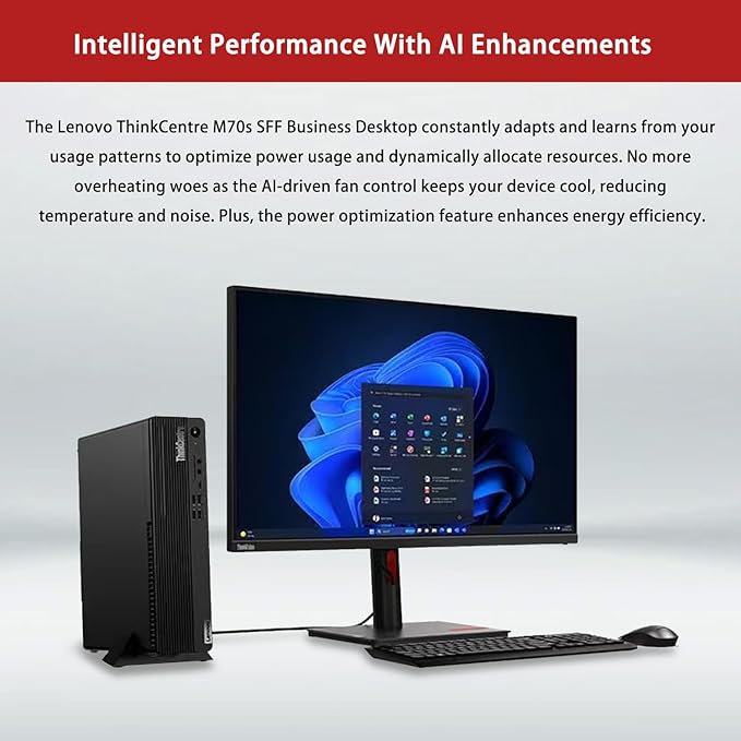 Lenovo ThinkCentre M70s Small Form Factor Business Desktop, 14th Gen Intel 10-Core i5-14400, 32GB DDR5 RAM, 2TB SSD, HDMI, DP, Wi-Fi 6, Windows 11 Pro, Bundle with Adata UC310 64GB USB Flash Drive-DeskLoop Office