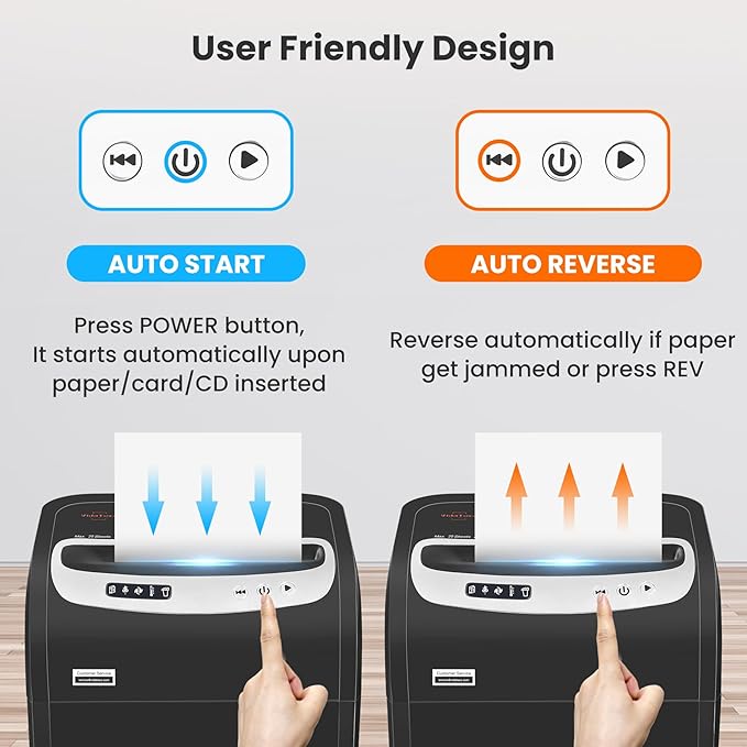 Paper Shredder for Home Office Heavy Duty with 60 Mins Running with US Patented Cutter,Shred CD/Card with Extra Large Bin,AUTO Jam Proof(ETL) (20-Sheet Cross Cut)-DeskLoop Office