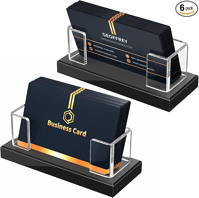 NIUBEE Acrylic Business Card Holder: Clear Plastic Business Cards Display Stand for Desk - Gift Card Organizer for Office 6 Pieces-DeskLoop Office