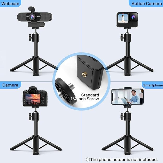 EMEET C960 Webcam with Tripod, 1080P Webcam with Microphone, Adjustable Height Mini Tripod, C960 Web Camera with Privacy Cover, Plug & Play with Stand for Zoom/Skype/YouTube/FaceTime-DeskLoop Office