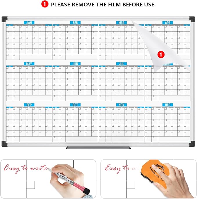 XBoard Magnetic Calendar Whiteboard 48" x 36", 12 Months Calendar Dry Erase Board, Silver Aluminium Framed White Board Planner for Home School Office Organization-DeskLoop Office