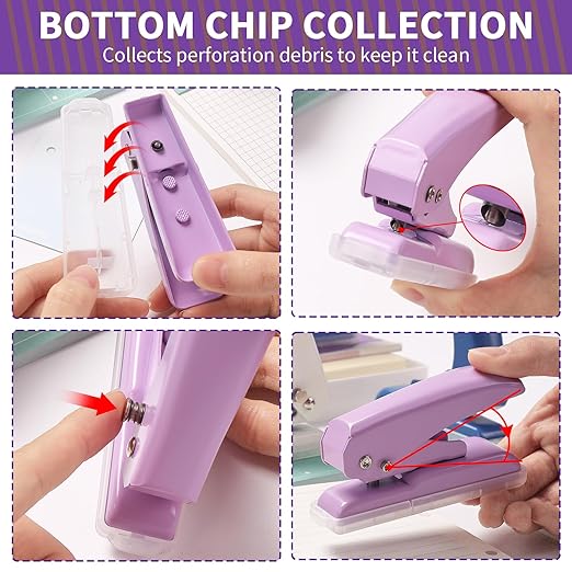 Single Hole Punch, 40 Sheets Punch Capacity, Kaluofan Hole Puncher Single, Small Hole Punch with Non-Slip Removable Base, One Hole Puncher for Crafts, Scrapbooks, Paper, Chipboard (Bule)-DeskLoop Office