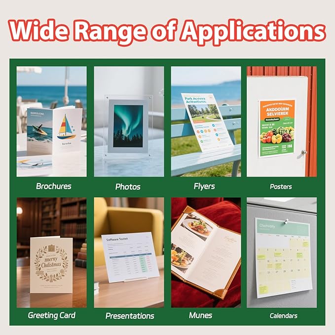 Uinkit Glossy Inkjet Photo Paper 8.5x14 Legal Size, 48lb 180gsm, 100 Sheets - Professional Photographic Quality, Compatible with Dye Ink Inkjet Printers, High-Gloss Finish for Vibrant Prints-DeskLoop Office