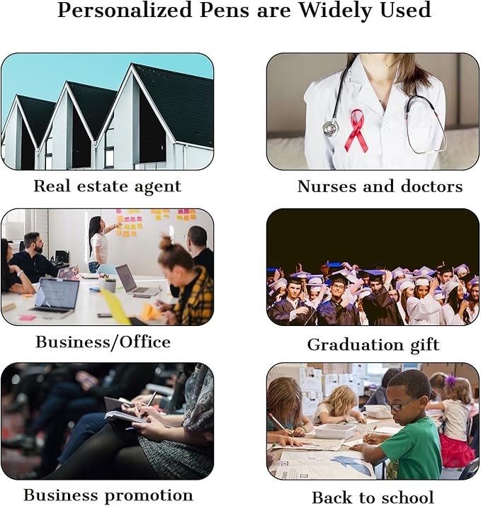 Personalized Pens with Name Logo or Message, Up to 1200 pcs Bulk Custom Metal Ballpoint Pen with Black Ink Customized Gift for Business, Graduation and Promotions (Red)-DeskLoop Office