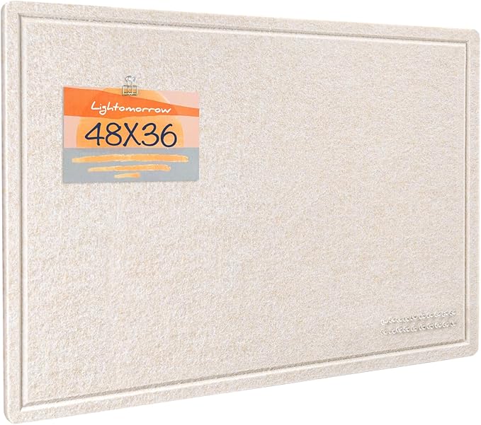 Large Bulletin Board - 48 x 36 Inches, Decorative Felt Pin Board for Wall - 4' x 3' Foldable Photo Display Board with Self-Adhesive Tape, Includes 20 Push Pins - Oatmeal-DeskLoop Office