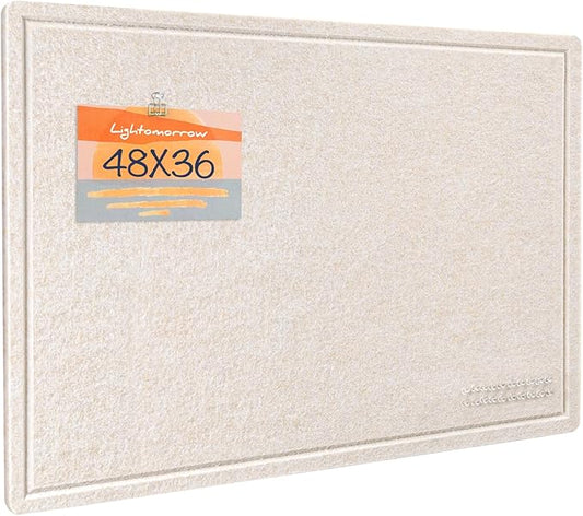Large Bulletin Board - 48 x 36 Inches, Decorative Felt Pin Board for Wall - 4' x 3' Foldable Photo Display Board with Self-Adhesive Tape, Includes 20 Push Pins - Oatmeal-DeskLoop Office