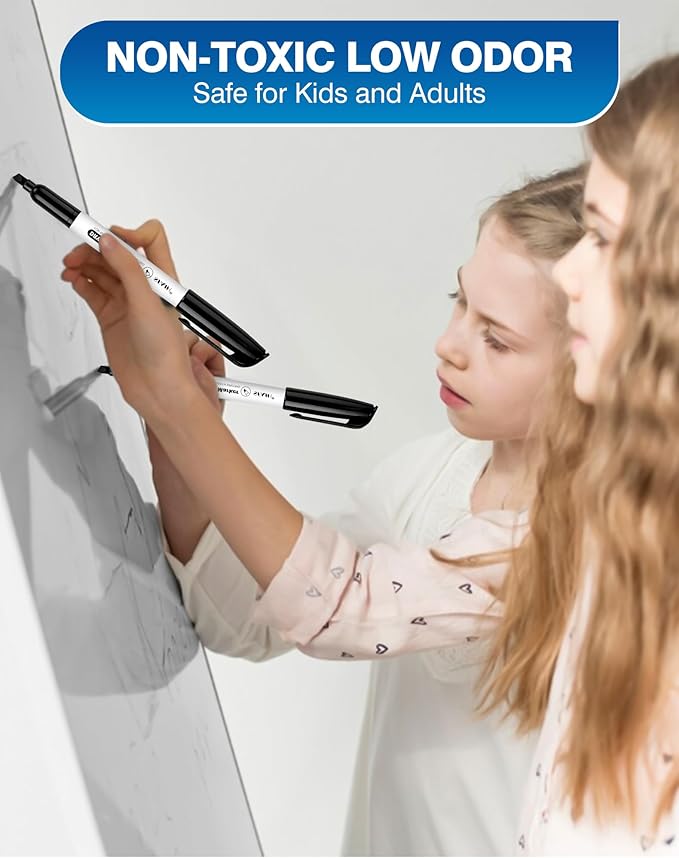 SFAIH Dry Erase Markers Chisel Tip Bulk, 144 Pack Black White Board Markers, Versatile Lines, Low Odor, 1s Quickly Dry, Perfect for School Supplies and Office-DeskLoop Office