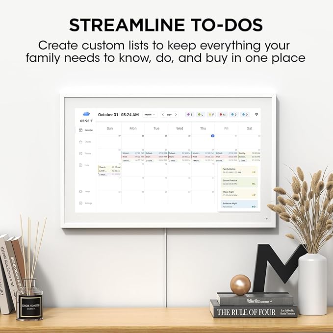 21.5 Inch Smart Digital Calendar, Wall Electronic Calendar, 1920 * 1080 IPS Full HD Touch Screen Display for Family Meal Planner Support - Streamline Household Organization-DeskLoop Office