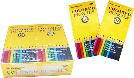 SKKSTATIONERY 144Pcs Colored Pencils, Pre-sharpened, coloring pencils for adults kids Bulk Back to School Supplies For Teachers 12 Colors, 12pcs/box, Total: 144Pcs.-DeskLoop Office