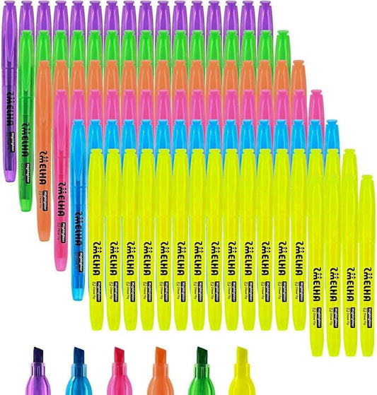 SMELHA Highlighters - 100 Pack Assorted Colors, 6 Colors Bulk, Chisel Tip, Quick Dry, Suitable for Offices, Schools, Home-DeskLoop Office