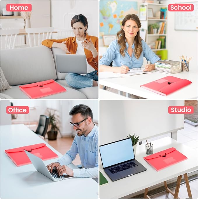 13 Pocket Expanding File Folder Accordian File Organizer, A4 Letter Size Paper Document Receipt Holder for School Office Supplies, Pink-DeskLoop Office