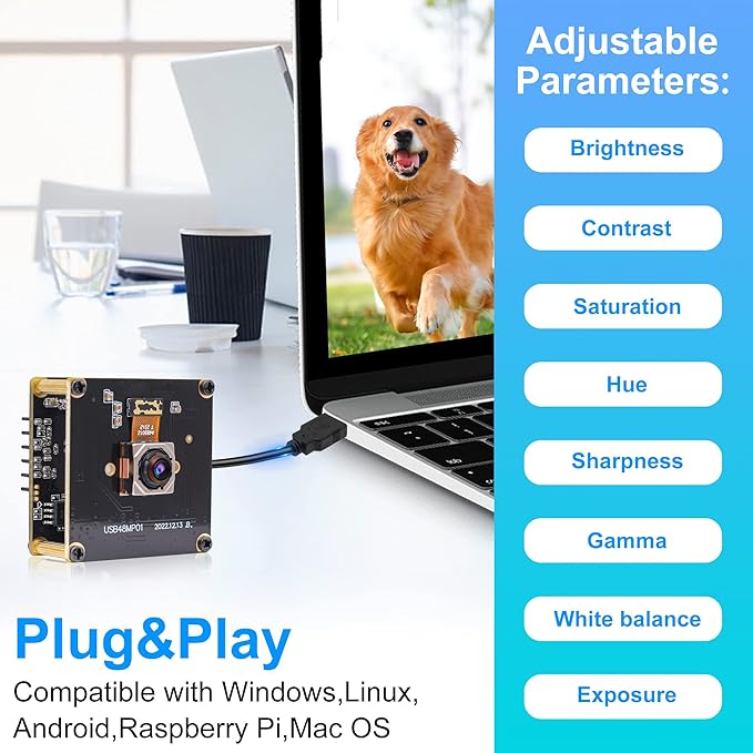 ELP 48MP Fast Autofocus USB Camera Module with 70degree No Distortion Lens for Computer Mini UVC USB2.0 Industrial Webcam Board 8000 * 6000 USB with Camera for Laptop PC Raspberry pi Jetson Nano-DeskLoop Office