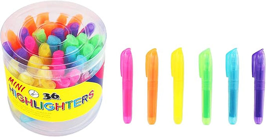 SKKSTATIONERY 36-Pcs Mini Highlighters Colored Highlighters Chisel Tip, Highlighter Markers, Assorted Colors Highlighter Pens 3.5''-DeskLoop Office