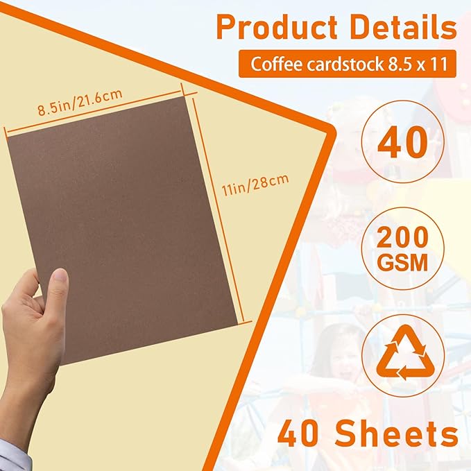 40 Sheets Coffee Color Cardstock 8.5 x 11 Craft Paper, 75lb Heavyweight Dark Brown Card Stock for DIY Cards Making, Wedding Invitations, School Crafting, Greeting Cards-DeskLoop Office